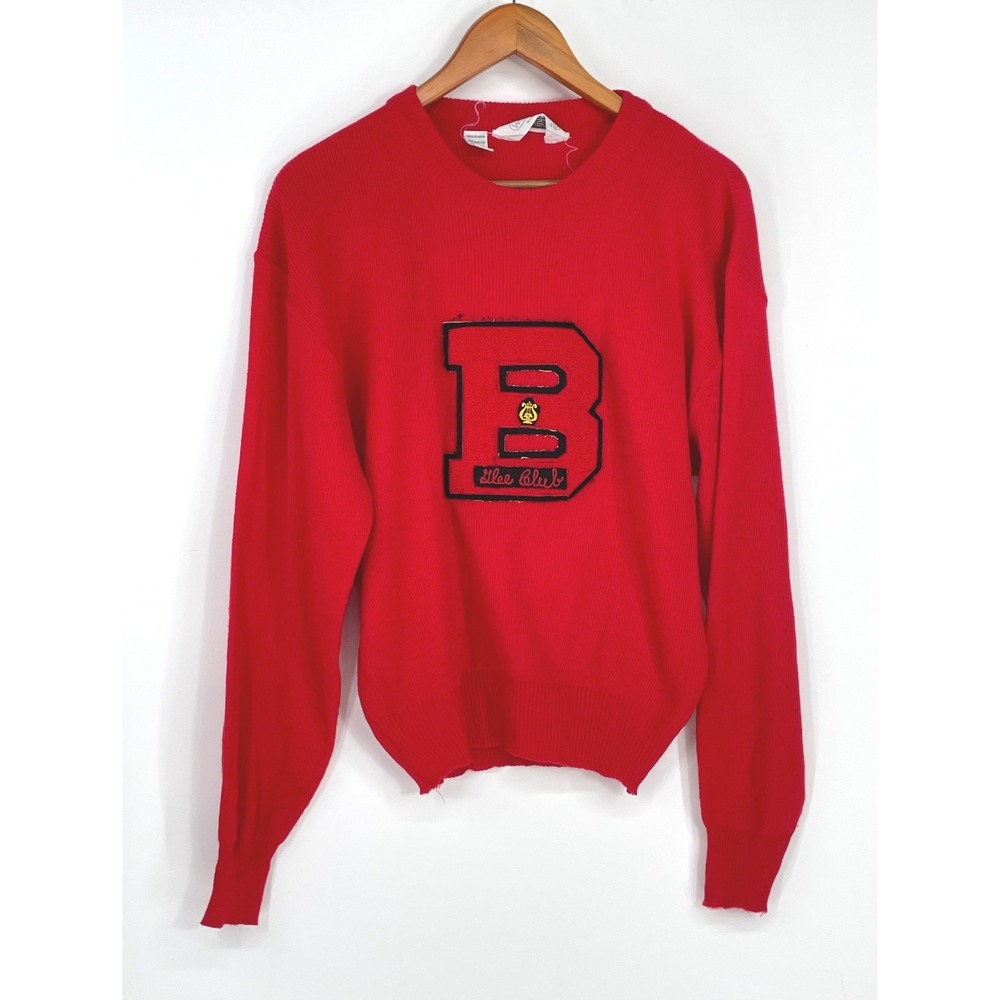 VTG Weekends in California Women Sweater Medium Crewneck Red Glee Club Varsity B
